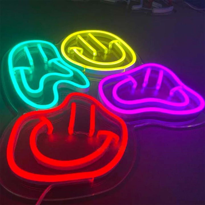 Distorted Smiley Faces - LED Neon Sign