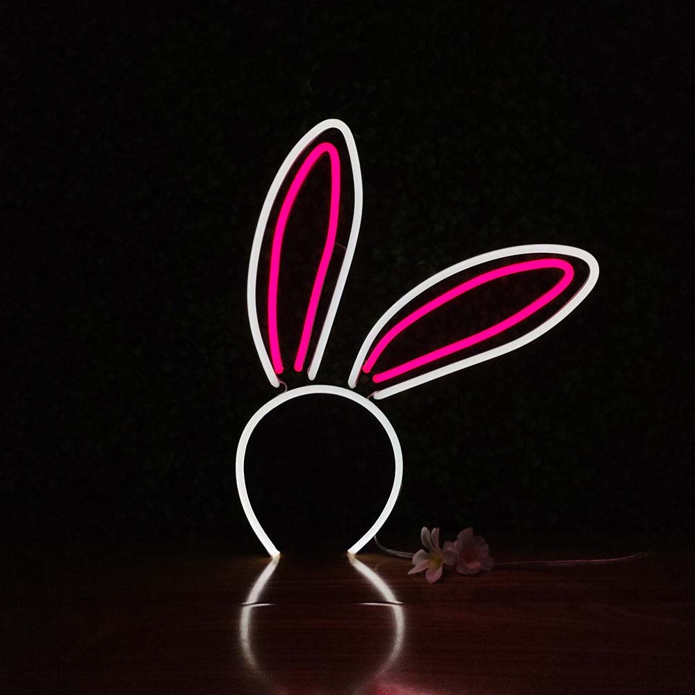 Bad Bunny Ears Headband - LED Neon Sign