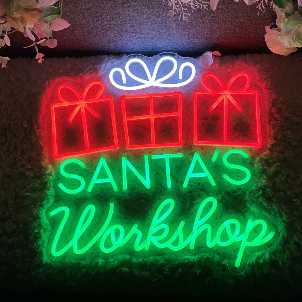 Merry Christmas Santa's Workshop - LED Neon Sign