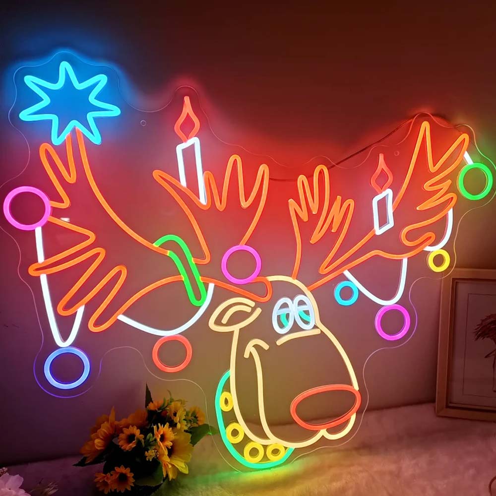 Christmas Red-Nosed Reindeer Rudolph - LED Neon Sign