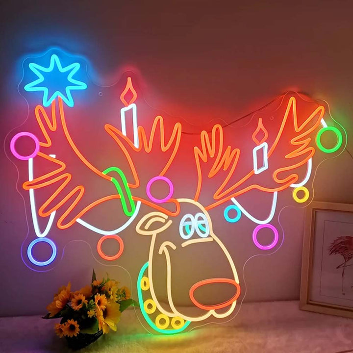 Christmas Red-Nosed Reindeer Rudolph - LED Neon Sign