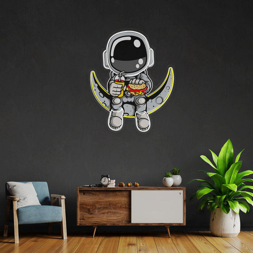 Astronaut On Moon UV Print - LED Neon Sign