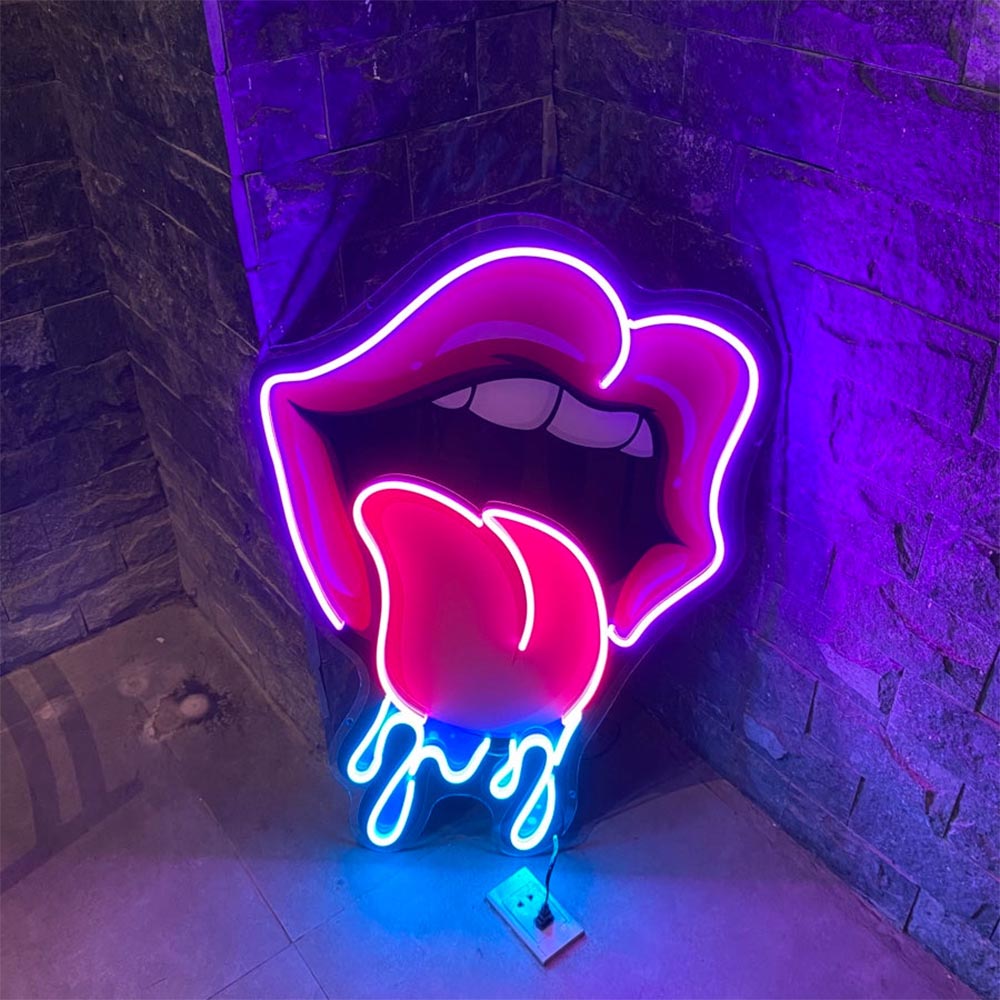 Dripping Lips UV Print - LED Neon Sign