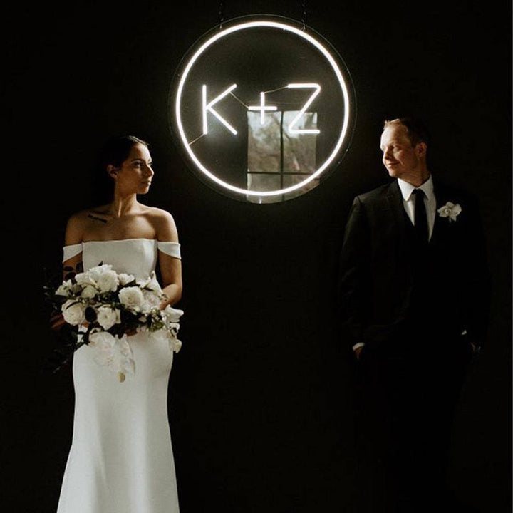 Custom Initials Inside A Circle Wedding Neon Sign