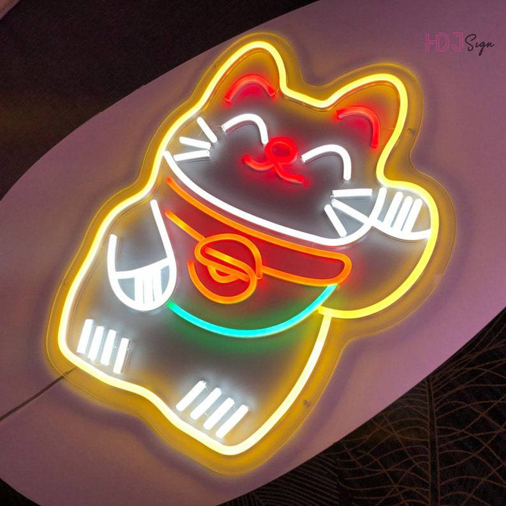 Chinese Lucky Kitty - LED Neon Sign