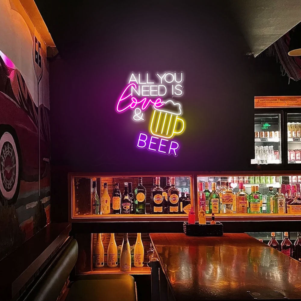 All You Need Is Love And Beer - LED Neon Sign