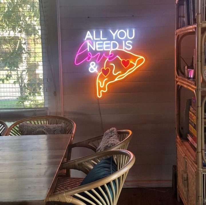 All You Need Is Love And Pizza - LED Neon Sign