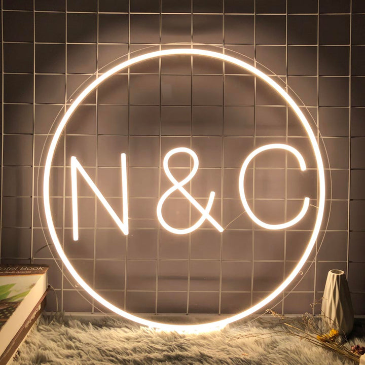 Custom Initials In Circle - LED Neon Sign