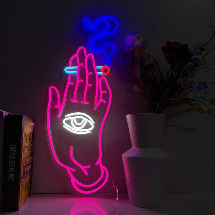 Smoking Hand with Eye - LED Neon Sign