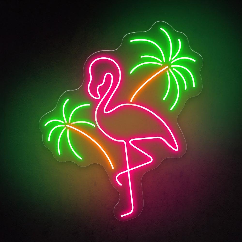 Flamingo with Coconut - LED  Neon Sign