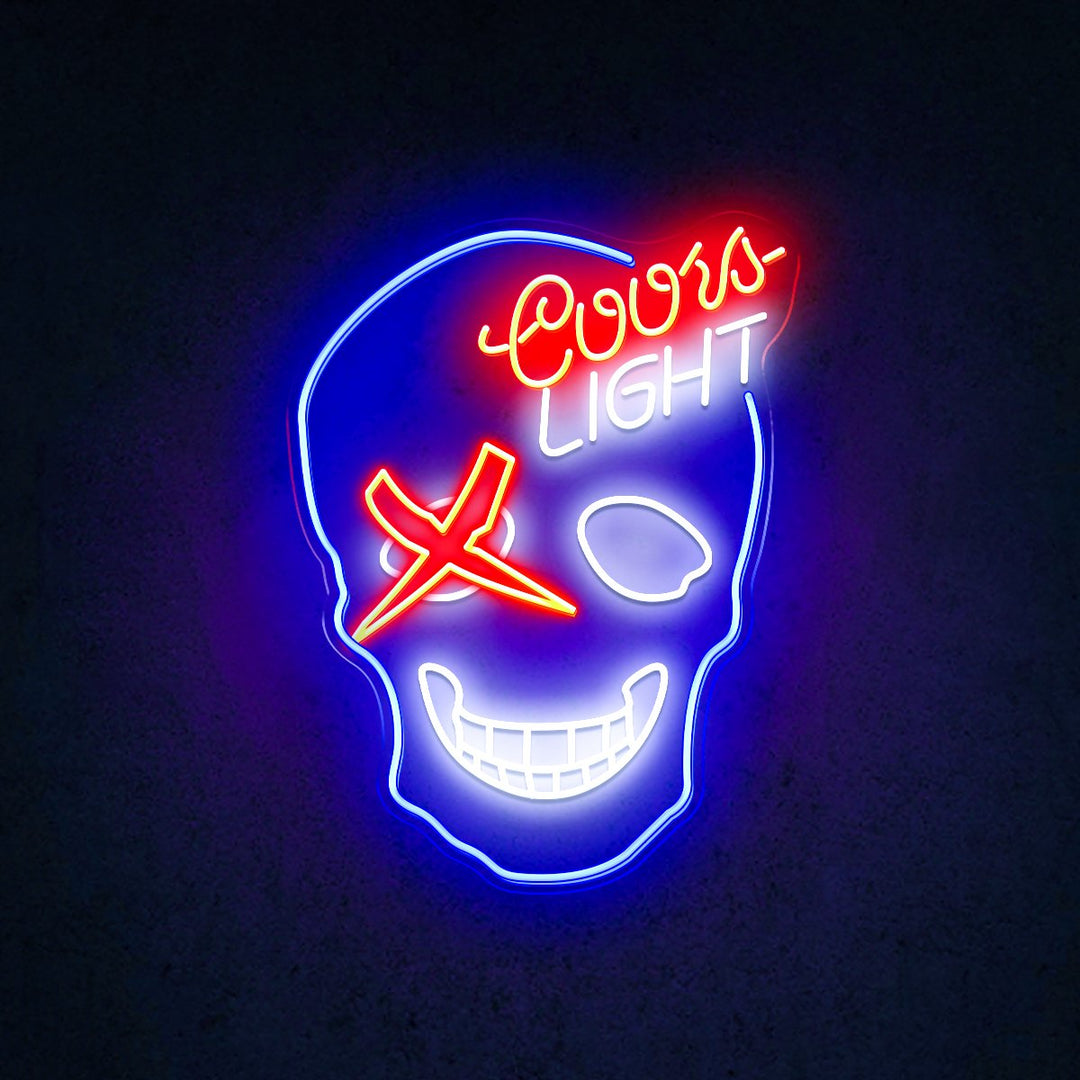 Skull Coors Light - LED Neon Sign