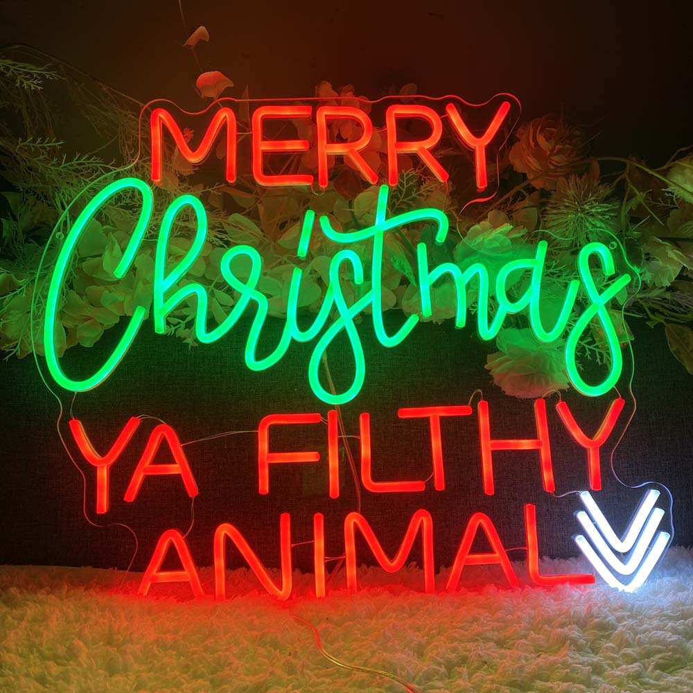 Merry Christmas Ya Filthy Animal - LED Neon Sign