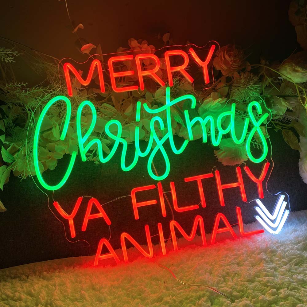 Merry Christmas Ya Filthy Animal - LED Neon Sign