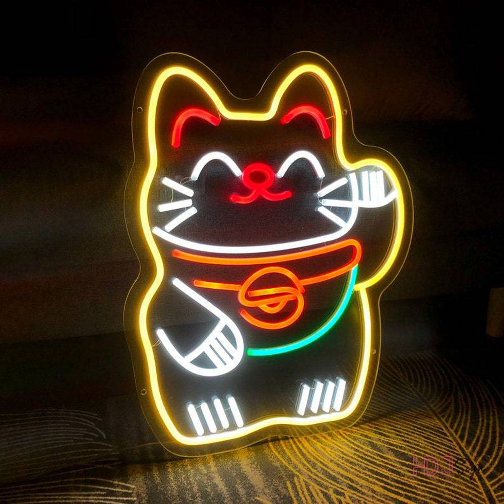 Chinese Lucky Kitty - LED Neon Sign