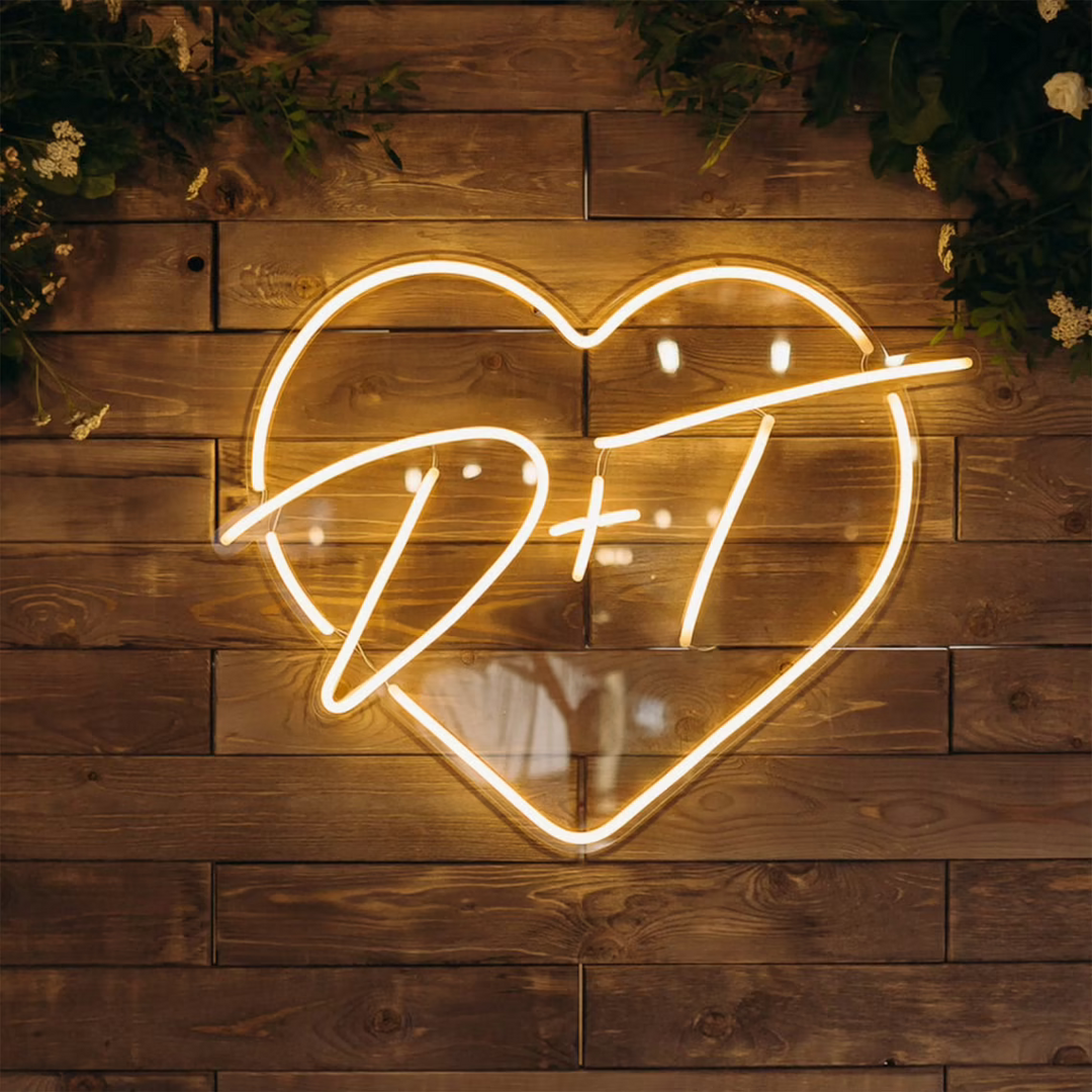Iniciales personalizadas Corazón - Letrero de neón LED