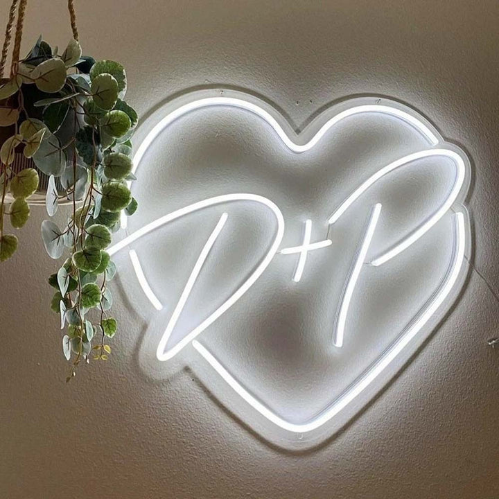 Iniciales personalizadas Corazón - Letrero de neón LED