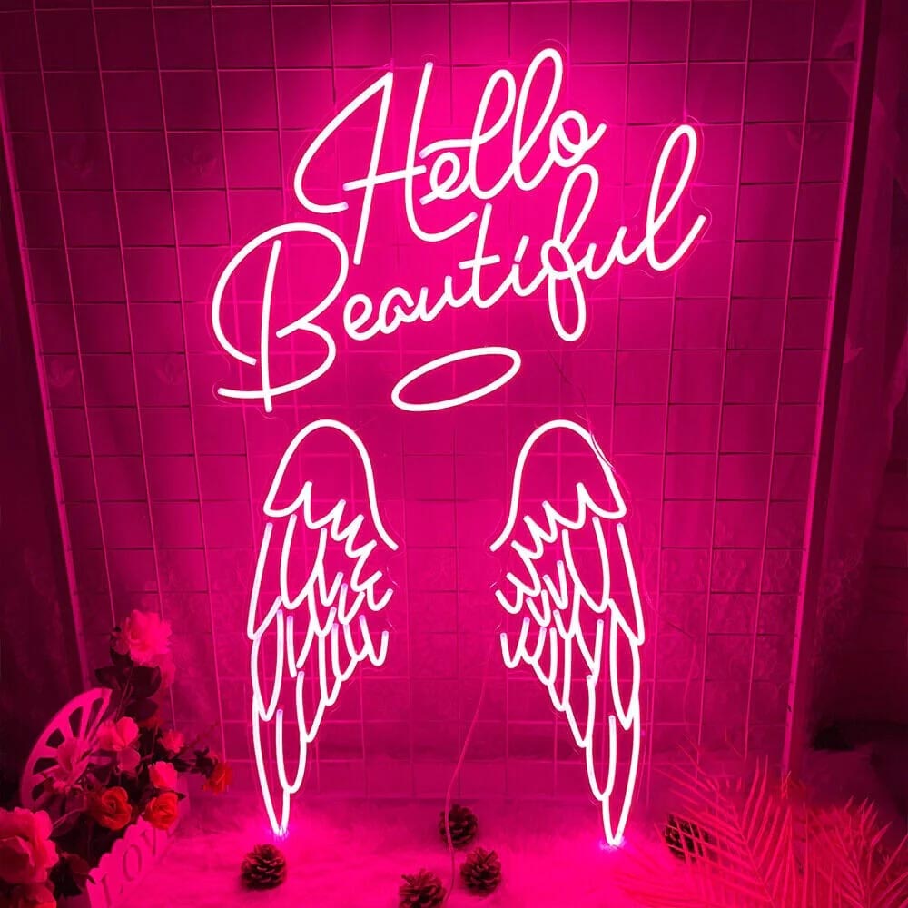 Hello Beautiful Angel Wings Beauty – LED-Neonschild