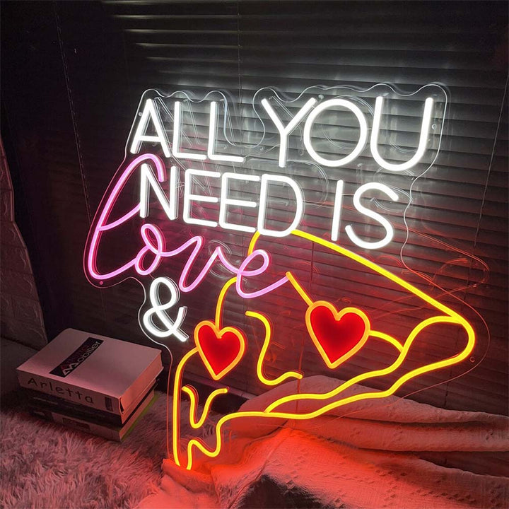 Alles was Sie brauchen ist Liebe und Pizza – LED-Neonschild