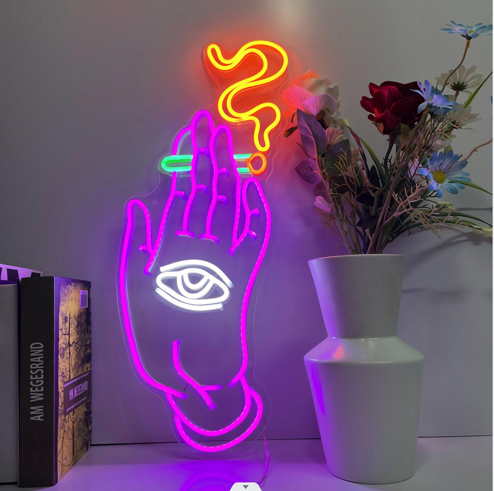 Smoking Hand with Eye - LED Neon Sign