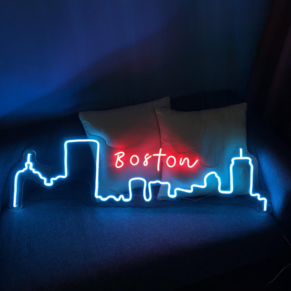 Horizonte de la ciudad de Boston - Letrero de neón LED