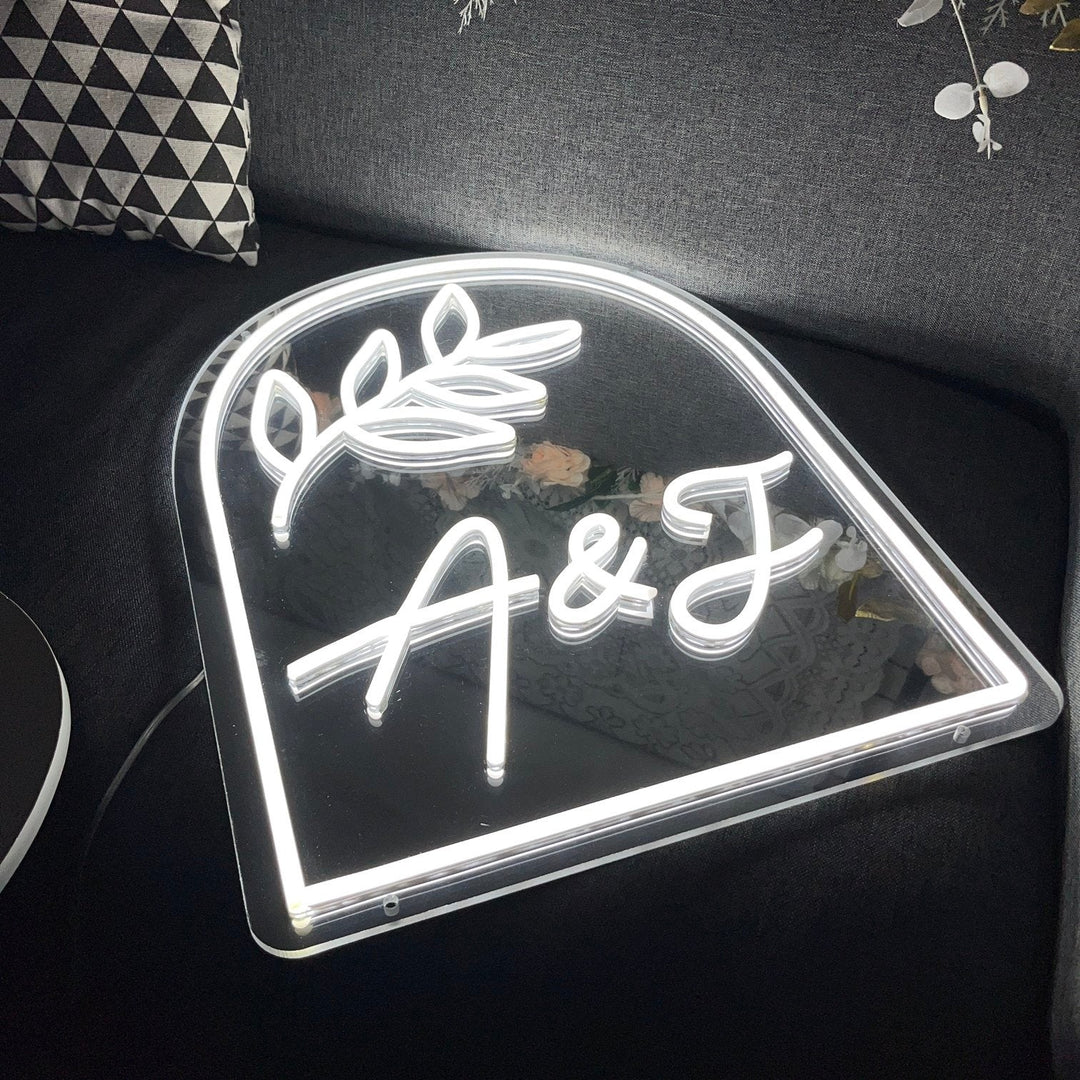 Custom Initials Mirror Neon Sign