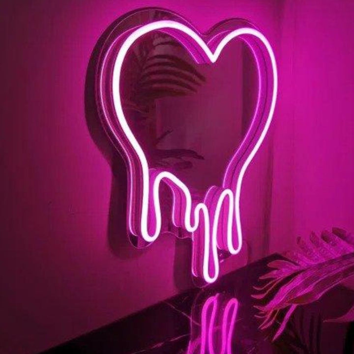 Dripping Heart Mirror - LED Neon Sign