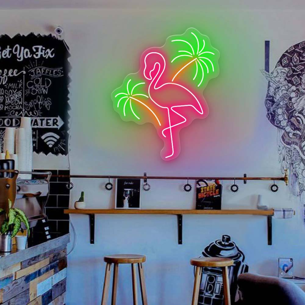 Flamingo with Coconut - LED  Neon Sign