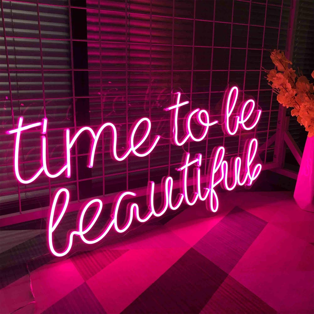 Time to Be Beautiful - Letrero de neón LED