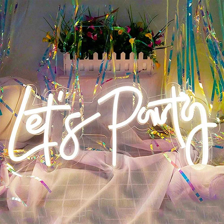 Let's Party - Letrero de neón LED