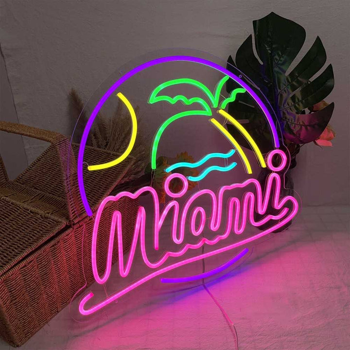 Miami con palmeras - Letrero de neón LED